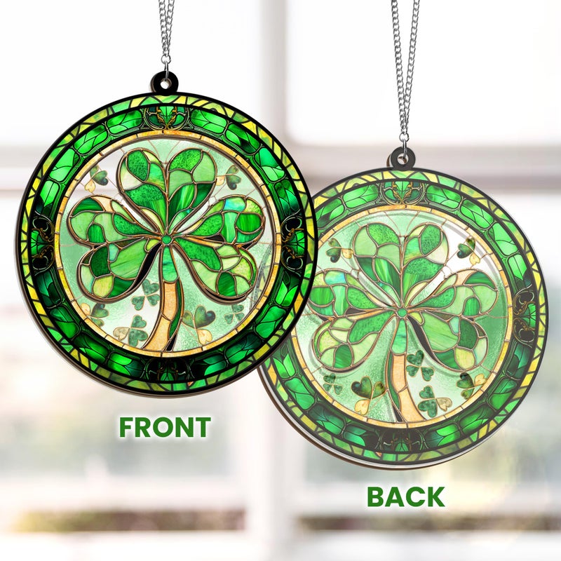 FLAGWIX St Patricks Day Decorations - Hanging Suncatcher 6 in, Shamrock St Patricks Day Decorations, Irish Suncatcher for Home Garden Decor - Irish Gifts for Women Men, Spiritual Gifts for Mom Grandma - Image 3