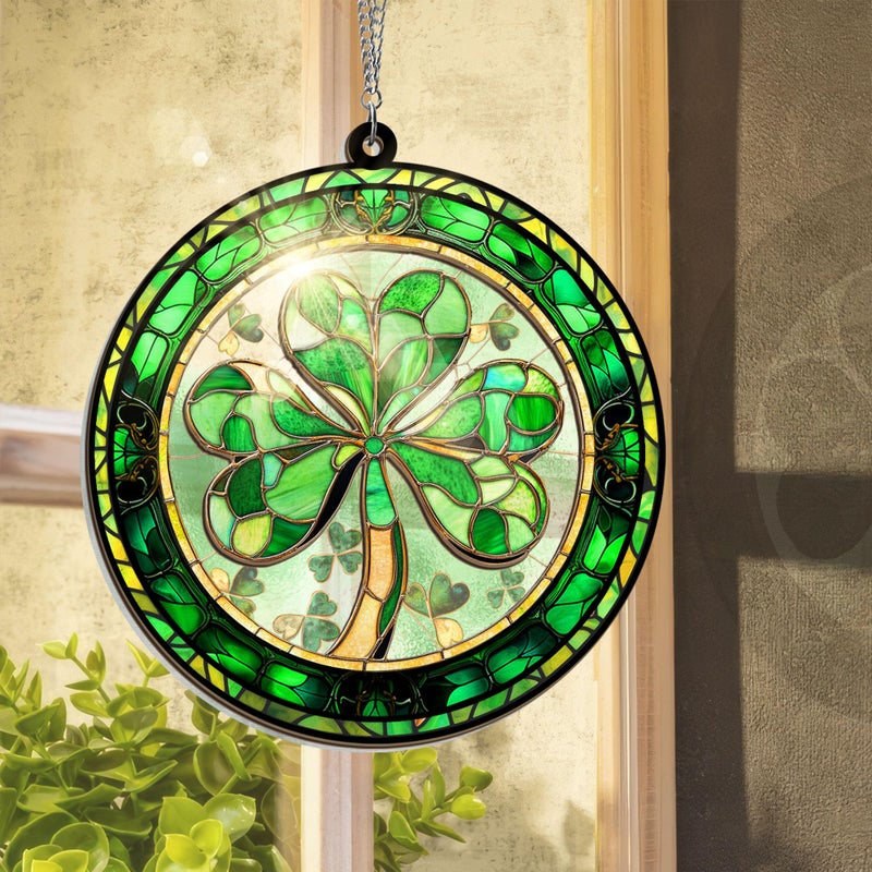 FLAGWIX St Patricks Day Decorations - Hanging Suncatcher 6 in, Shamrock St Patricks Day Decorations, Irish Suncatcher for Home Garden Decor - Irish Gifts for Women Men, Spiritual Gifts for Mom Grandma - Image 4