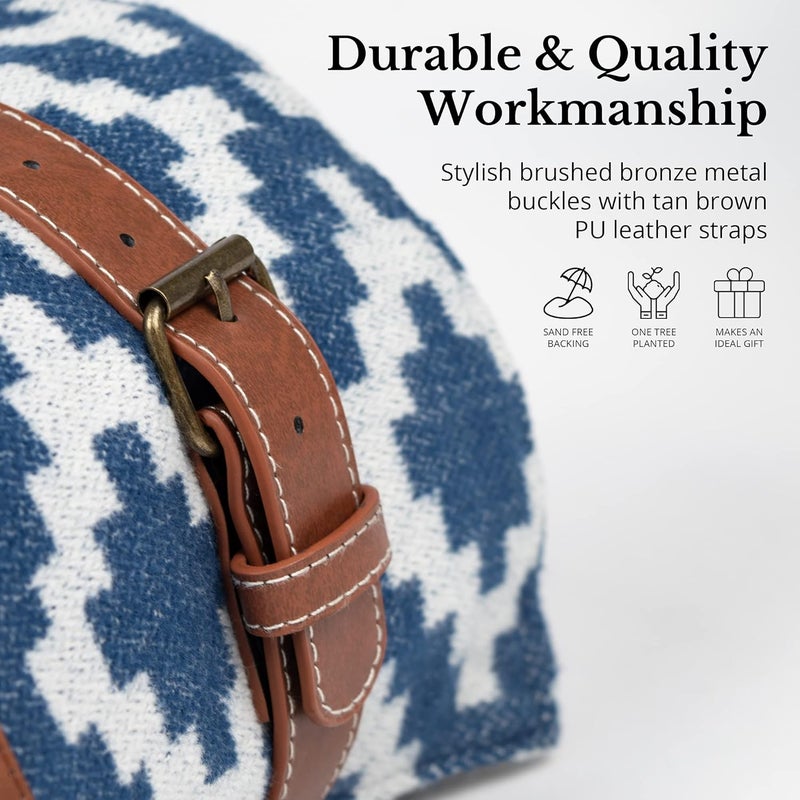 Komorebi Extra Large Picnic Blanket - 78” x 59” - Waterproof Outdoor Blanket, Foldable & Portable Sandproof Beach Blanket - Blue Travel Mat with Soft Cotton & Carry Handle - Image 5