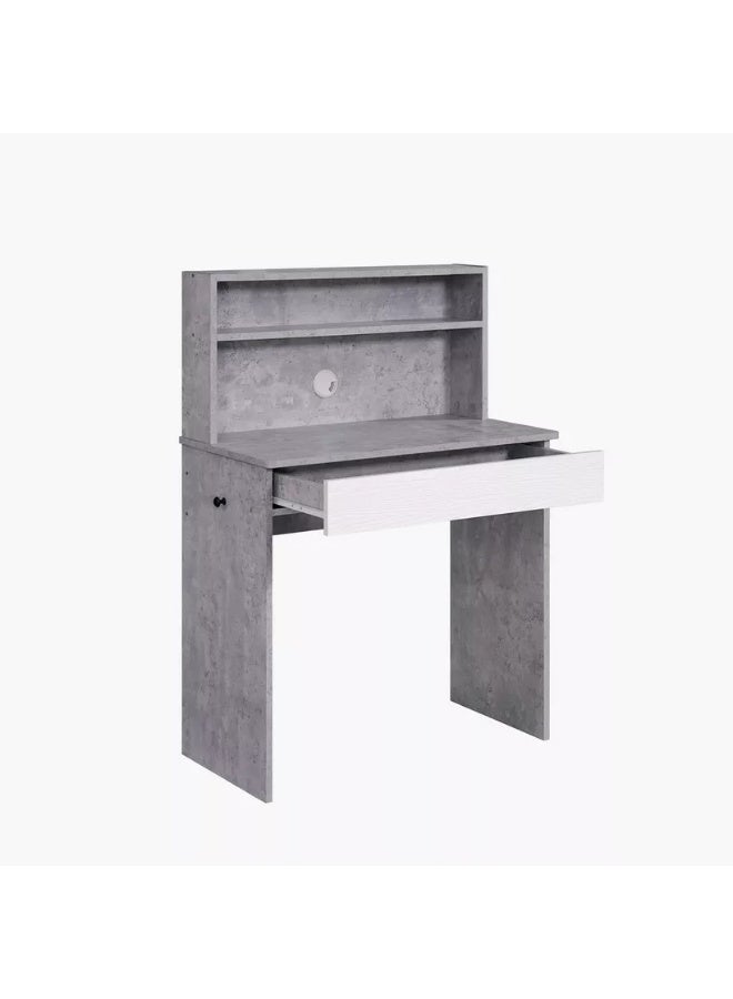 Home Box مكتب دراسة رمادي مدمج مع رف علوي للمنزل - Image 3