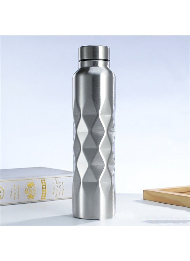 yongsheng 2-Piece Single-Wall Water Bottle Set Silver， Leak Proof Metal Water Bottle Great for Home, Travel, Picnic and Office  - Image 2