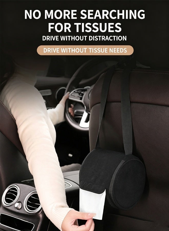 skisopet Hanging Car Tissue Holder,Round Cylinder Car Tissue Bag,Car Headrest Tissue Holder,Car Tissue Box Cover Hanging Type,Car Tissue Box Holder,Seat Side Hanging Tissue Dispenser,Toilet Paper Holder,for Camping, Bathroom,Car Travel, With Zippered Cover And Hanging Strap - Image 3