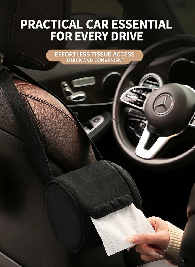 skisopet Hanging Car Tissue Holder,Round Cylinder Car Tissue Bag,Car Headrest Tissue Holder,Car Tissue Box Cover Hanging Type,Car Tissue Box Holder,Seat Side Hanging Tissue Dispenser,Toilet Paper Holder,for Camping, Bathroom,Car Travel, With Zippered Cover And Hanging Strap - Image 4