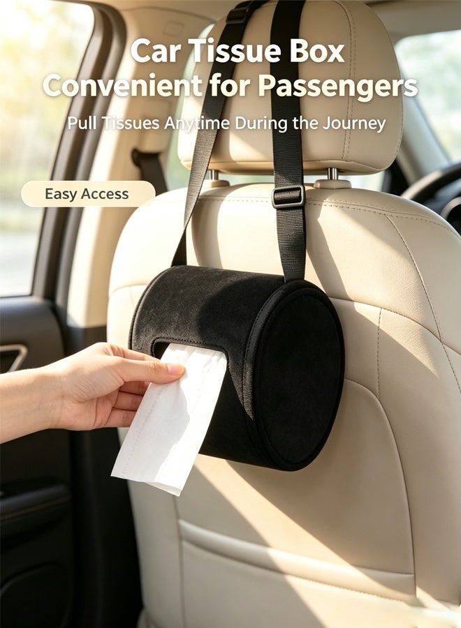 skisopet Hanging Car Tissue Holder,Round Cylinder Car Tissue Bag,Car Headrest Tissue Holder,Car Tissue Box Cover Hanging Type,Car Tissue Box Holder,Seat Side Hanging Tissue Dispenser,Toilet Paper Holder,for Camping, Bathroom,Car Travel, With Zippered Cover And Hanging Strap - Image 1