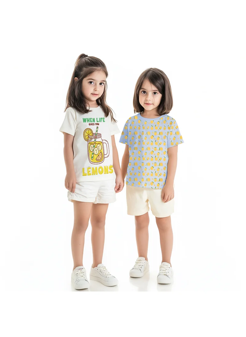 Nautinati Nautinati Girls’ Mango and Lemon Print Cotton T-shirts | Pack of 2 T-shirts for 2 to 10 Years