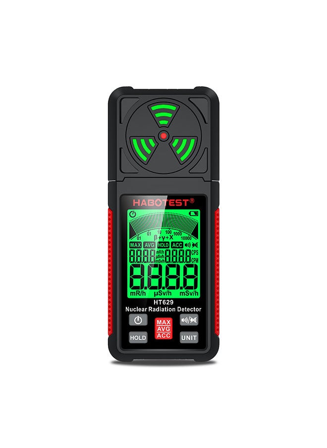 HABOTEST - HT629 Nuclear Radiation Detector Geiger Counter X-ray Y-ray β-ray Detector LCD Display Marble Radioactivity Tester Personal Dosimeter - Image 1