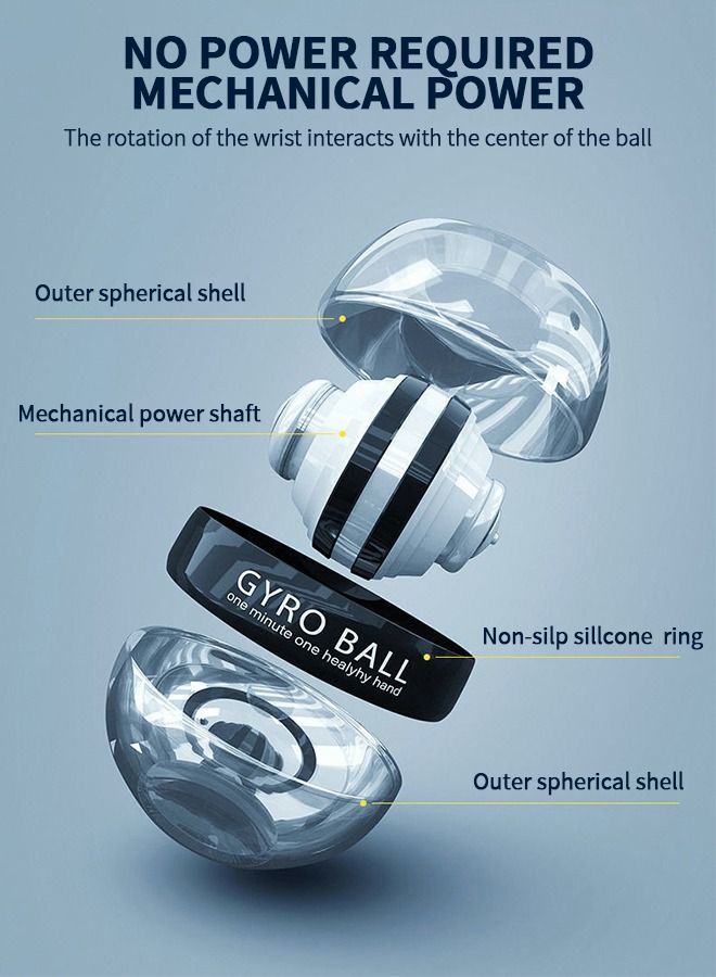 GROIC Auto-Start Wrist Power Gyro Ball with LED Lights, Wrist Strengthener Forearm Arm Exerciser, Muscle Trainer Bones Fingers Workout Toy Spinner for Wrist Exercise - Image 2