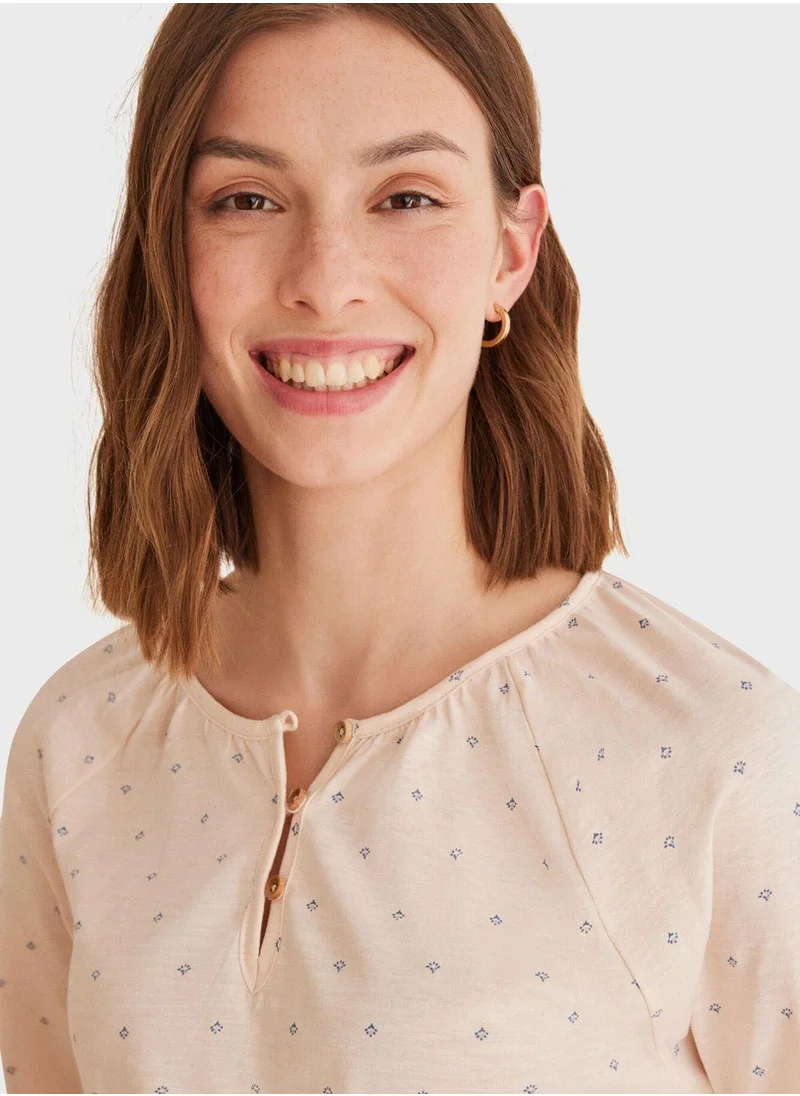 ومن سيكريت Printed Long-Sleeved Sleep Shirt