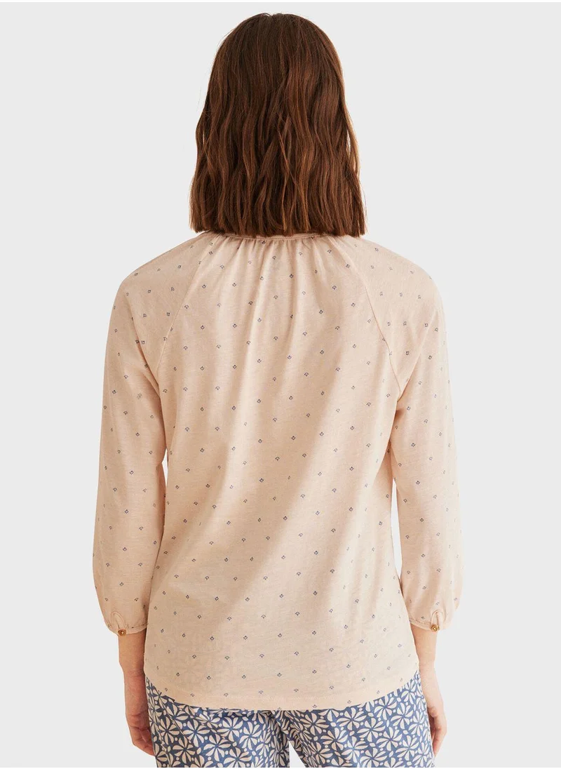 ومن سيكريت Printed Long-Sleeved Sleep Shirt