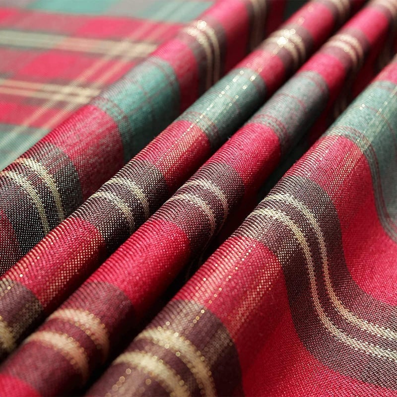 SASTYBALE Christmas Tablecloth RedPlaid Rectangle Xmas Metallic Fabric Table Cloth DustProof Wrinkle Resistant Heavy Weight Polyester Table Cloths for Holiday Kitchen Dinning Tabletop52 x 70 - Image 5