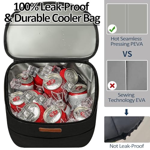 Vankor Camping Cooler Backpack 45 Cans Soft Backpack Coolers Insulated Leak Proof Travel Cooler Bag Waterproof Lunch Picnic Beach Work Trip Thermal Bag Drink Beverage Beer Bag Cooler Black - Image 3