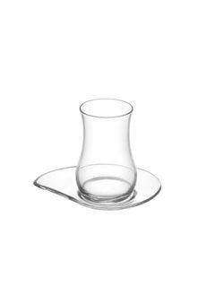LAV Lav Turkish Tea Set Estekana-Eva-6 Cups and 6 Sucers - (170ml) -Clear-Turkey Made  - Image 2
