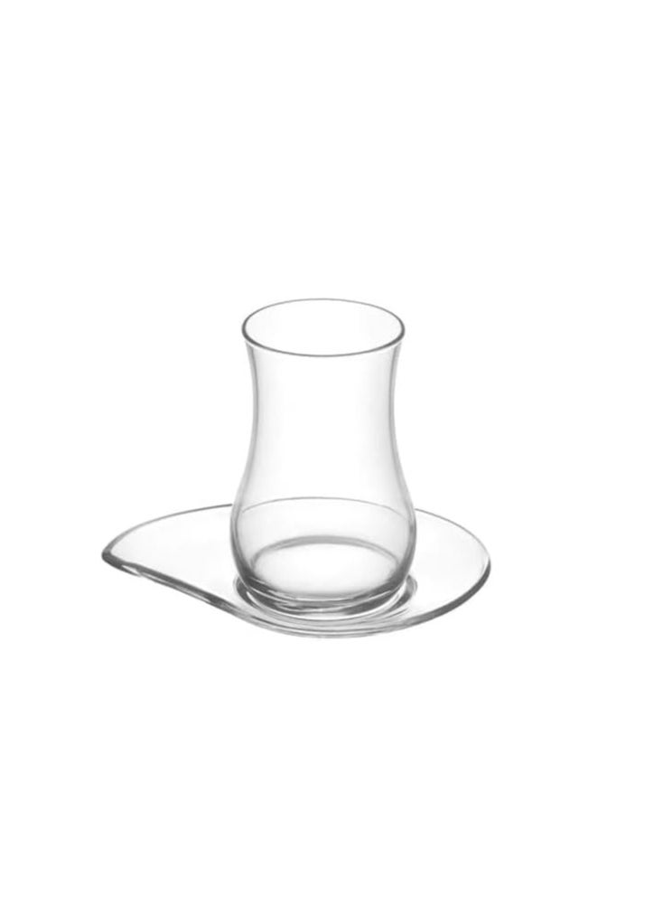 LAV Lav Turkish Tea Set Estekana-Eva-6 Cups and 6 Sucers - (170ml) -Clear-Turkey Made  - Image 2