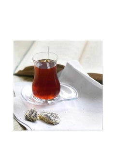 LAV Lav Turkish Tea Set Estekana-Eva-6 Cups and 6 Sucers - (170ml) -Clear-Turkey Made  - Image 3