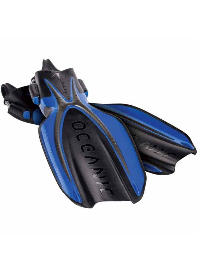 Manta Ray Open Heel Dive Fins (Regular, Blue/Black)