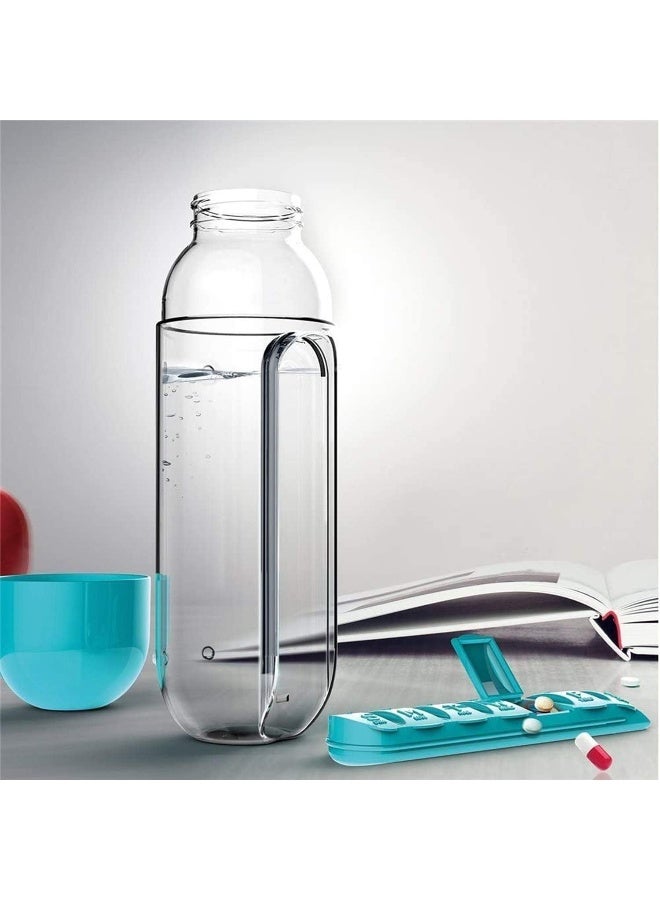 Generic Water Bottle with Built-in Daily Pill Box Organizer for Elderly and Special People (Blue)  - Image 2
