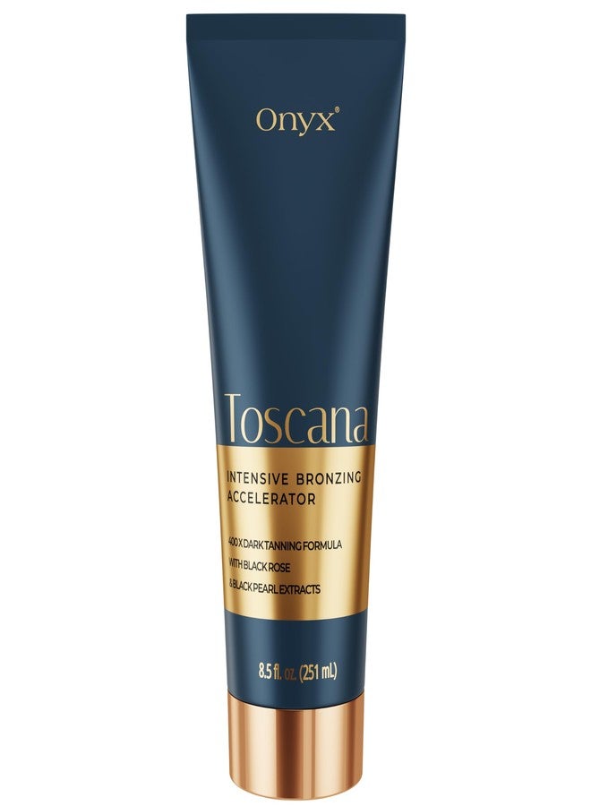 Onyx Toscana Bronzing Accelerator Lotion for Tanning Beds - DHA and Erythrulose Indoor Tanning Bed Bronzer - Dark Tan Bronzer with Tyrosine | Argan and Avocado Oil Body Lotion | 8.5 Fl Oz - Image 1