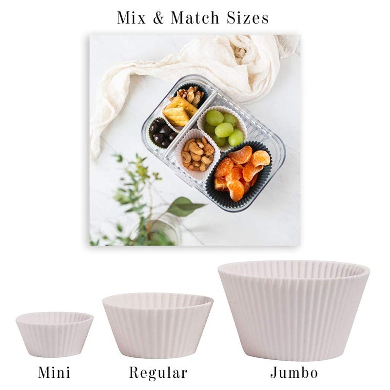The Silicone Kitchen أكواب الخبز السيليكون القابلة لإعادة الاستخدام من سيليكون كيتشن، بطانات مافن سيليكون لكب كيك، خالية من BPA، عادية، 12 حبة، أبيض أزرق أخضر - Image 4