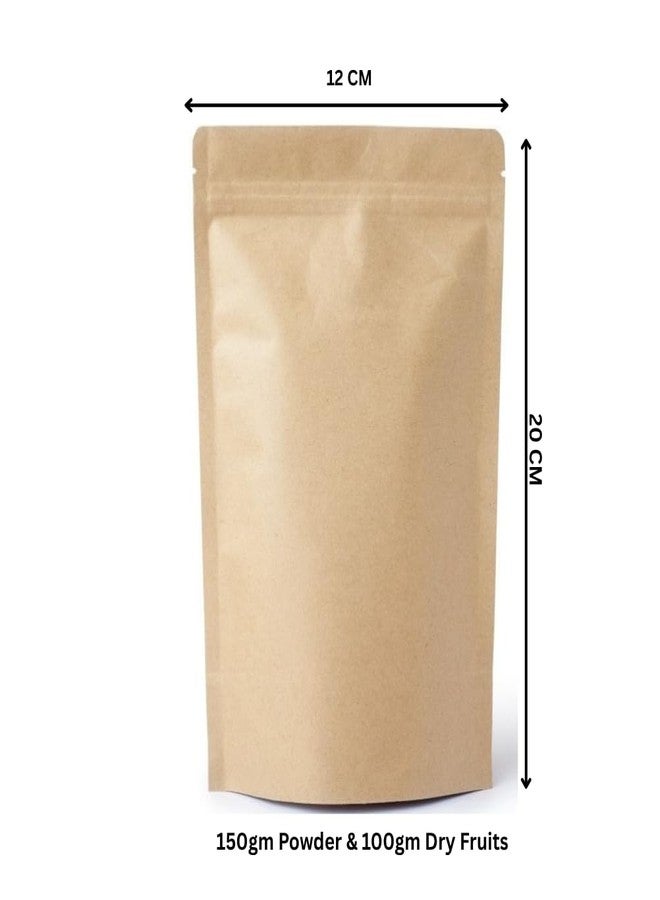 DEERA Kraft Paper Standee Pouch Without Window with Aluminium Lining Inside Produce Storage Bag (50pcs, upto 150 Gm(120mm x 200mm) - Image 2