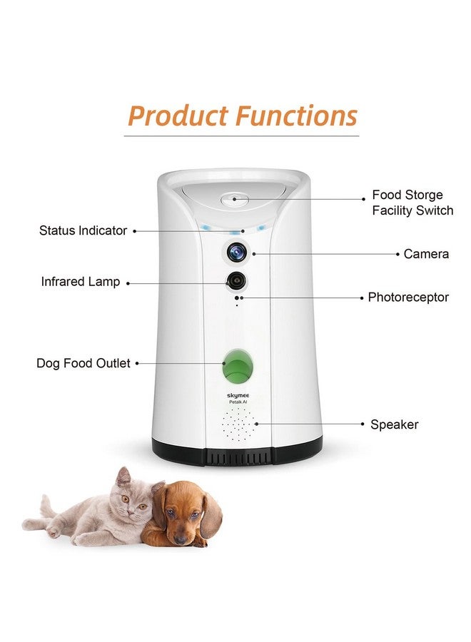 SKYMEE Petalk AI Dog Camera Automatic Treat Dispenser, 5G&2.4G WiFi HD Pet Camera, Remote Treat Tossing - Image 3