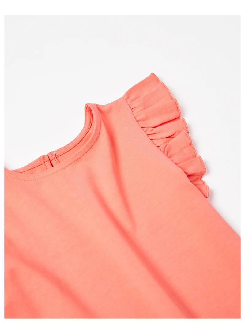زيبي Zippy Cotton Sleeveless T-Shirt With Frills For Girls