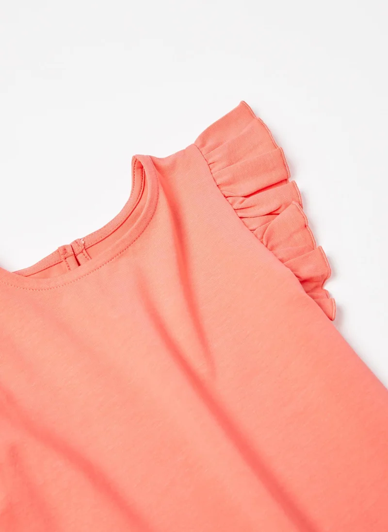 زيبي Zippy Cotton Sleeveless T-Shirt With Frills For Girls