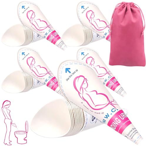 JIURUN 30PCS/50PCS Disposable Female Urination Device, Portable Pee Funnel Standing Pee Disposable for Women, Waterproof Paper Female Urinal Funnel for Camping,Travel,Hiking,Outside (50Pcs with Bag) - Image 1