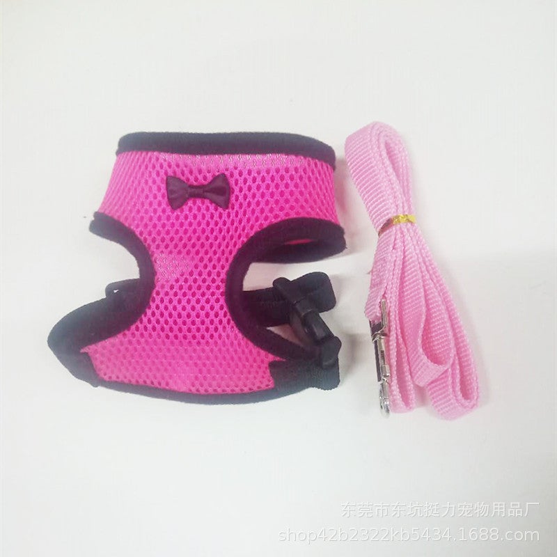 Pet Vest Mesh Harness and Leash Set with Bowknot for Dogs Cats - Image 1