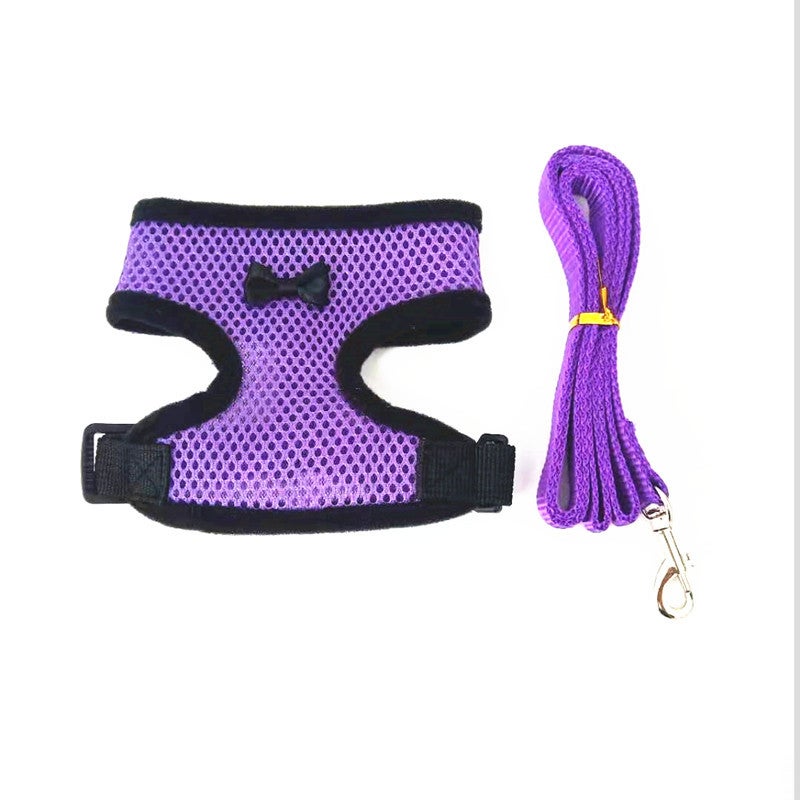 Pet Vest Mesh Harness and Leash Set with Bowknot for Dogs Cats - Image 2
