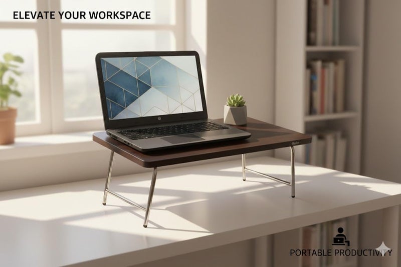 Captiver Mars Engineered Wooden Bed Study Cum Laptop Tables (Wenge 60X35 CM) Writing Desk Office Home Work Multipurpose Shelf Homework Living Room Holder - Image 2