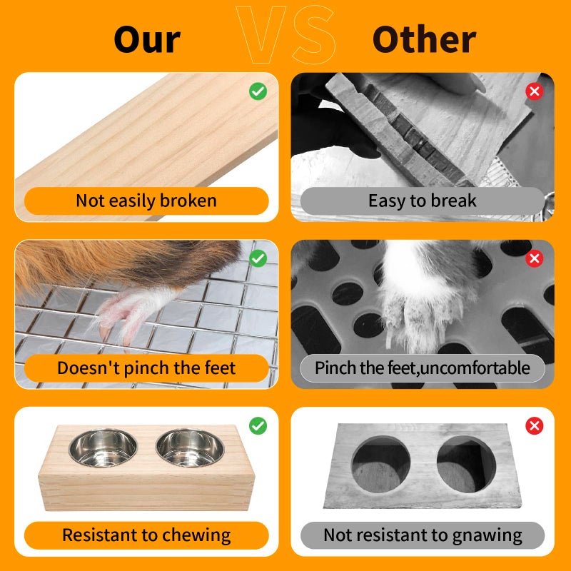 BESNEW 3 in 1 Rabbit Hay Feeder with Litter Box,Upgraded Wooden Hay Feeder Set for Guinea Pig Chinchilla Bunny Other Small Animals,Quick Cleaning & Large Capacity & Preventing Waste - Image 4