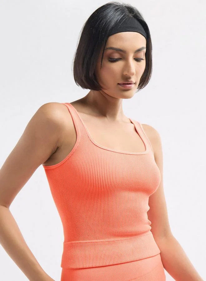 Splash FAV Ribbed Cropped Tank Top with Square Neck