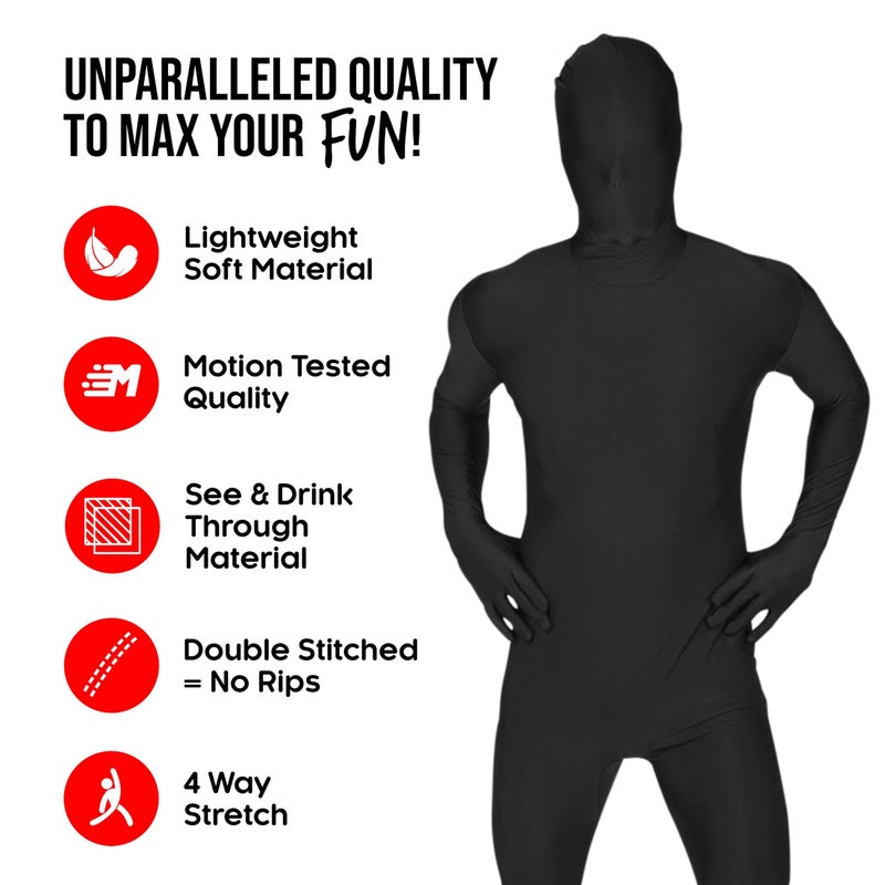 Morphsuits MSUIT Second Skin Halloween Fancy Dress Costume, Black, M - Image 2
