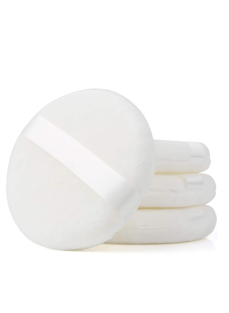 Teenitor 4.13 Inch Ultra Soft Washable Large Round Velour Powder Puff for Body Loose Powder, 4 Pcs