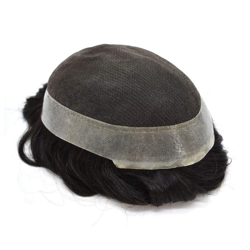 LUSH LOCKS باروكة شعر طبيعية 100% من شعر الإنسان لنظام الشعر للرجال والأولاد باروكة أسترالية سوداء طبيعية - Image 1