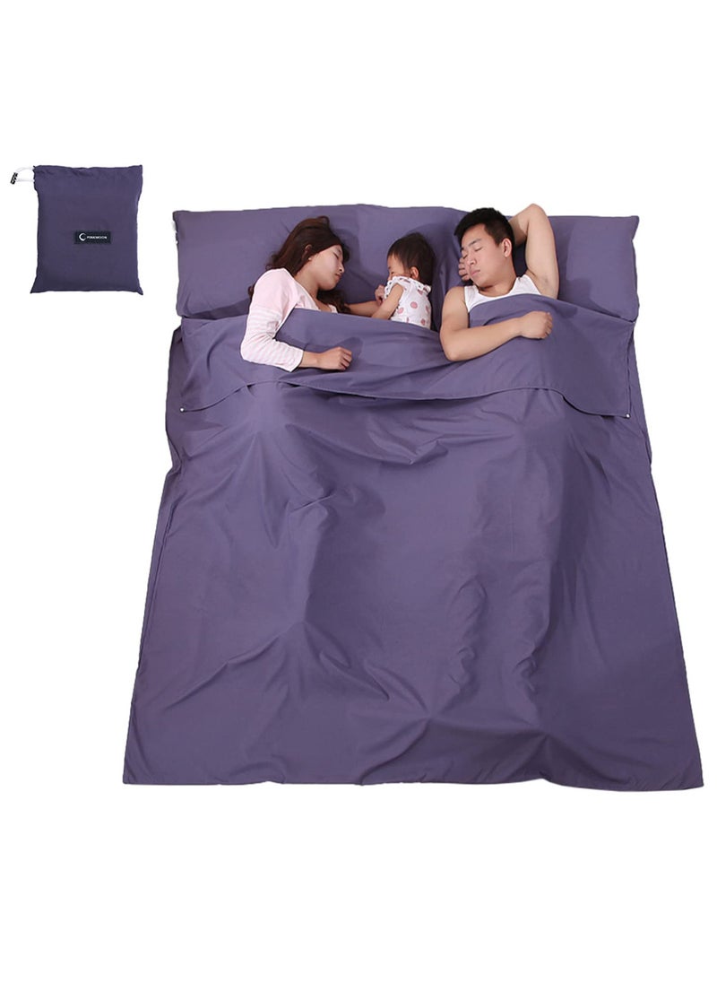 Generic Lightweight Sleeping Bag Liner Portable Travel Sleeping Sack for Camping Hotel Outdoor Double Sheet Comfortable Breathable Easy to Carry  L Size 180 x 210cm  - Image 1