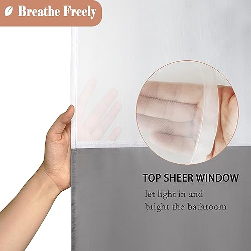 UFRIDAY Shower Curtain Grey and White, Modern Fabric Shower Curtain 48 x 72 Inch Fabric Shower Curtain for Bathroom and Bathtubs,Machine Washable, Hotel Quality - Image 2