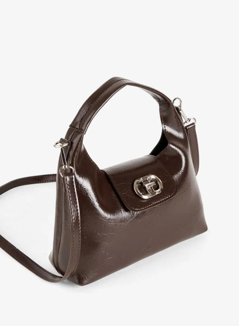Vivaq  Women's Dark Coffee Synthetic Leather Twist-Lock Hand, Arm and Shoulder Bag. for Women | Best Price UAE