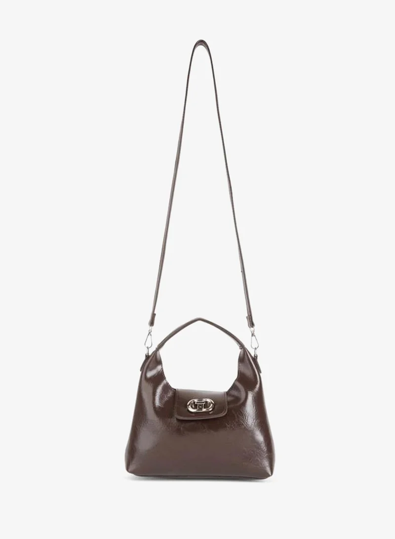 Vivaq  Women's Dark Coffee Synthetic Leather Twist-Lock Hand, Arm and Shoulder Bag. for Women | Best Price UAE