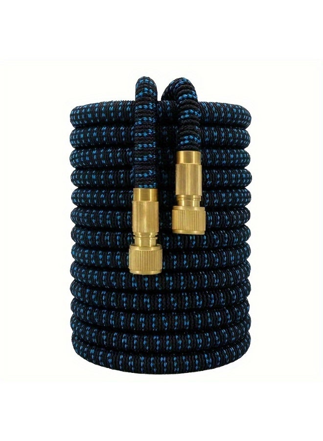 خرطوم حديقة قابل للتوسيع بطول 100 قدم، خرطوم غسيل السيارات، أنابيب مياه مرنة، أنبوب خفيف الوزن مقاوم للتسرب للغسيل، يستخدم في الفناء والسيارة والحيوانات الأليفة وتنظيف الزجاج، وسهل التخزين، بدون فوهة. (أزرق أسود) - Image 2
