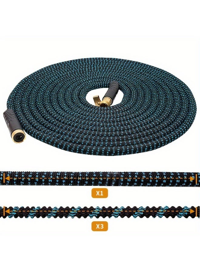 خرطوم حديقة قابل للتوسيع بطول 100 قدم، خرطوم غسيل السيارات، أنابيب مياه مرنة، أنبوب خفيف الوزن مقاوم للتسرب للغسيل، يستخدم في الفناء والسيارة والحيوانات الأليفة وتنظيف الزجاج، وسهل التخزين، بدون فوهة. (أزرق أسود) - Image 1