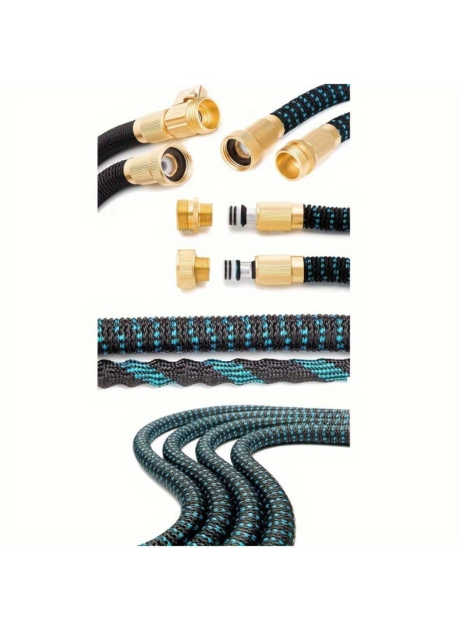 خرطوم حديقة قابل للتوسيع بطول 100 قدم، خرطوم غسيل السيارات، أنابيب مياه مرنة، أنبوب خفيف الوزن مقاوم للتسرب للغسيل، يستخدم في الفناء والسيارة والحيوانات الأليفة وتنظيف الزجاج، وسهل التخزين، بدون فوهة. (أزرق أسود) - Image 4
