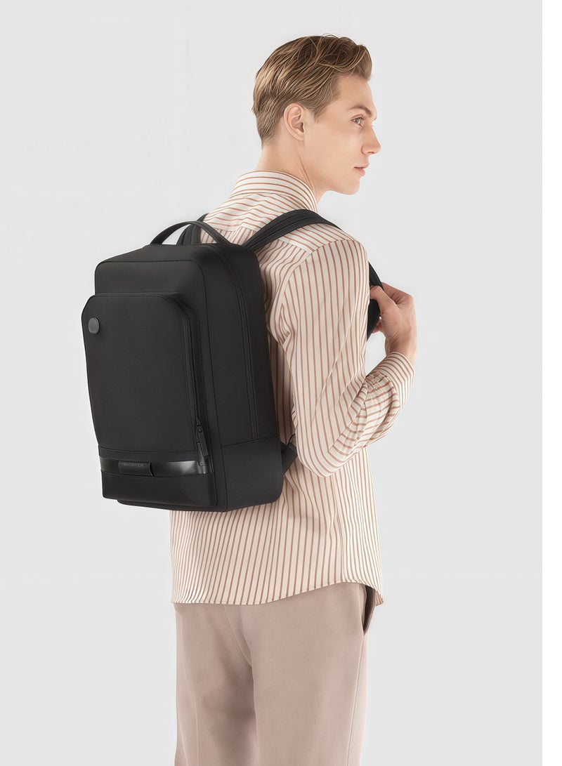 التمريض الجوي حقيبة ظهر لابتوب للأعمال فاخرة 15.6 بوصة - حقيبة كمبيوتر نحيفة مقاومة للماء بمقبض جلدي وأبازيم معدنية - حقيبة نهارية للسفر احترافية مع حزام حقيبة سفر للرجال (أسود) - Image 3