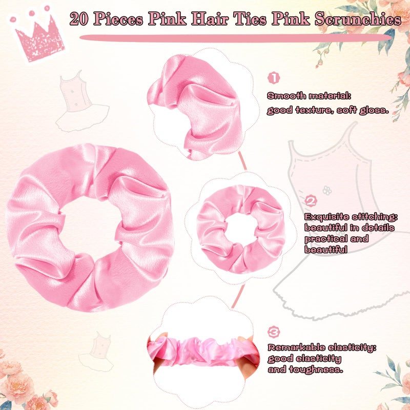 Yinkin 20 Set Ballerina Party Favor for Guest Soft Elastic Hair Tie Hair Scrunchies Ballet Tutu Funny Card Organza Bag Dance Recital Gift for Girls Valentines Galentines Birthday Party Decoration - Image 4