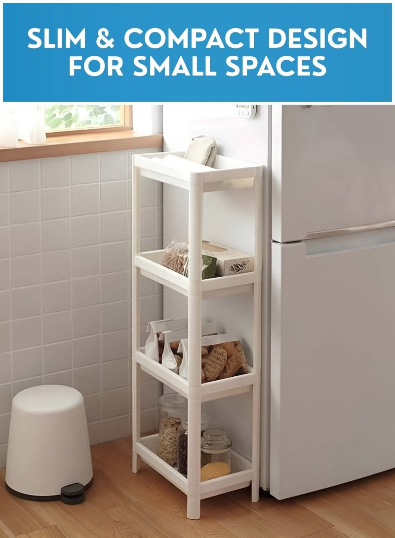 جوني رف تخزين نحيف من 4 طبقات للحمام – منظم تخزين مقاوم للماء لتوفير المساحة للمرحاض، الدش، المغسلة، الغرفة والمطبخ - Image 5