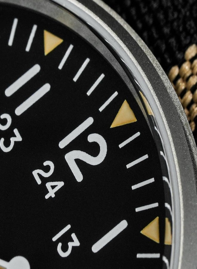 TACTICAL FROG ساعة تاكتيكال فروج ميليتادو العسكرية الرجالية، حركة ميوتا سوبر 2035 يابانية، مقاومة للماء حتى عمق 100 متر، مينا أسود مطفي عتيق مع سوار نايلون مضيء C3، مينا أسود/كريستال ياقوتي / ML07B، تصميم كلاسيكي - Image 3