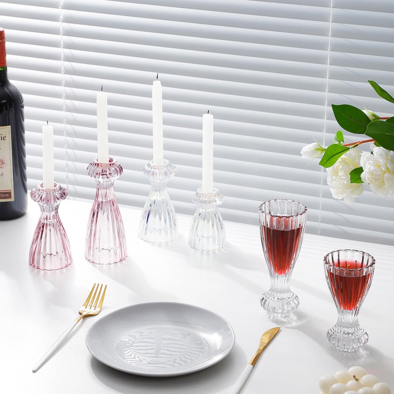 Lysenn Glass Candle Stick Holder Set of 3 â€“ Premium Taper Candle Holders for Romantic Ambiance - Candle Sticks Holder Decor for Special Occasions - Clear - Image 4