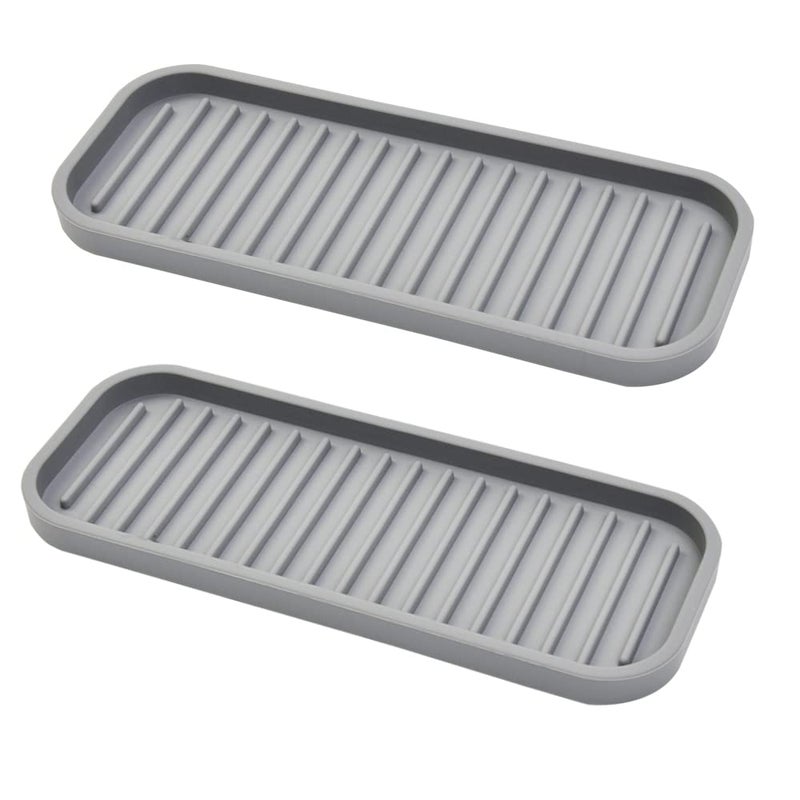 Mofason Silicone Soap Tray Bathroom Kitchen Finishing Tray Kitchen Sink with Soap Rack Sponge Tray Soap and Sponge Sink OrganizerMist 2 Pack