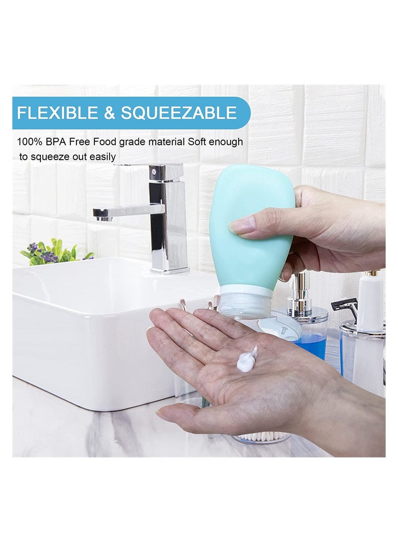 Excefore 4 Pack Travel Bottles Set, ELECDON Silicone Travel Toiletries Portable Travel Containers, Leak Proof Refillable Squeezable Silicone Bottle for Liquid Shampoos, Soap and Cosmetic (BPA Free, 3 oz) - Image 3