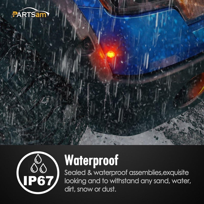 Partsam 10x 3/4" Mini Round Red Led Side Marker Lights Grommet Mount w Plug Connectors Waterproof Sealed Boat Trailer Truck RV Bus Van Bullet Side Led Marker Lights Lamps Clear Lens 12V - Image 5